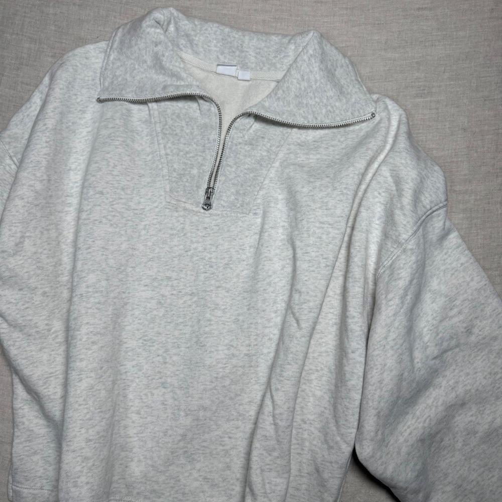 Gap Half Zip Pullover Women Large Pale Grey Heat Excellent Fleece Sweatshirt L